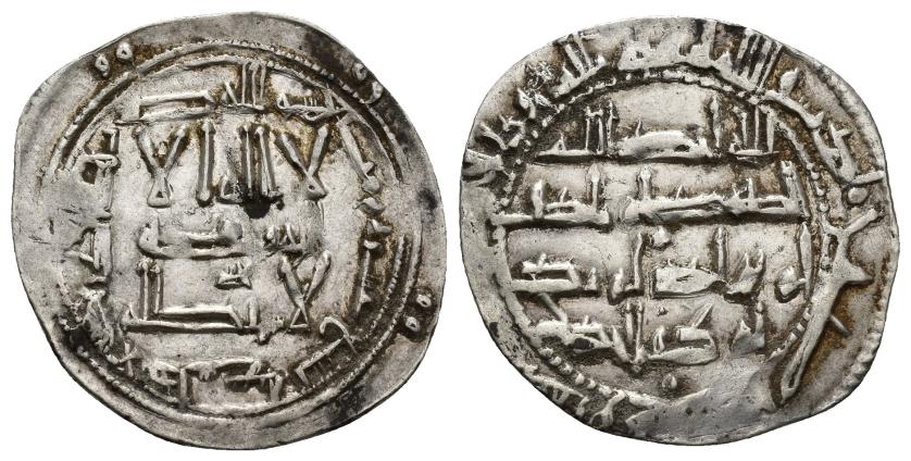 3202   -  ACUÑACIONES HISPANO-ÁRABES. EMIRATO OMEYA. Abd al-Rahman II. Dirham. Al-Andalus 219 H. AR 2,68 g. 26,7 mm. V-154. Leves oxidaciones. MBC. 
