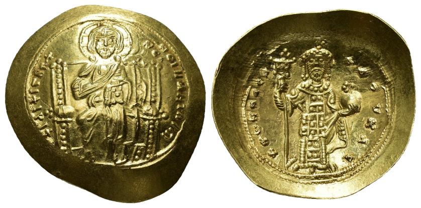 2445   -  IMPERIO BIZANTINO. CONSTANTINO X. Histamenon nomisma. Constantinopolis (1059-1067). A/ Cristo entronizado. R/ Emperador de pie con labarum y globo crucífero. AU 4,43 g. 26,1 mm. SBB-1847. EBC+.