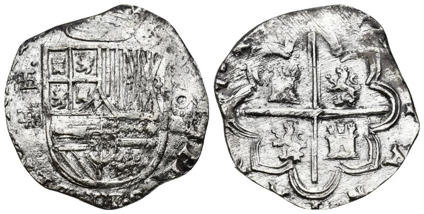 2485   -  FELIPE II. 4 reales (159)6. Segovia. Juan de Arfe. AR 13,49 g. 30,5 mm. AC-550. Abrillantada. MBC. Muy escasa.