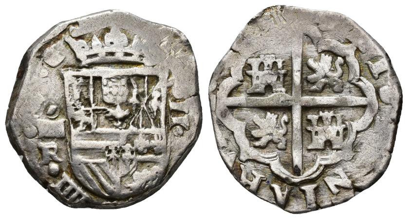 2493   -  FELIPE IV. 2 reales. 1(625). Segovia. R. Casa Vieja. Castillos y leones. Marca de ceca sobre R. AR 6,76 g. 25,4 mm. AC-952. MBC.