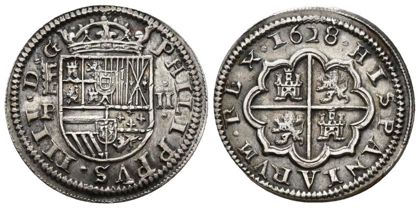 2494   -  FELIPE IV. 2 reales. 1628. Segovia. P. AR 6 g. 27,1 mm. AC-957. EBC.