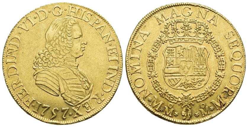2511   -  FERNANDO VI. 8 escudos. 1757. México. MM. AU 27 g. 35,6 mm. VI-607. R.B.O. EBC-.