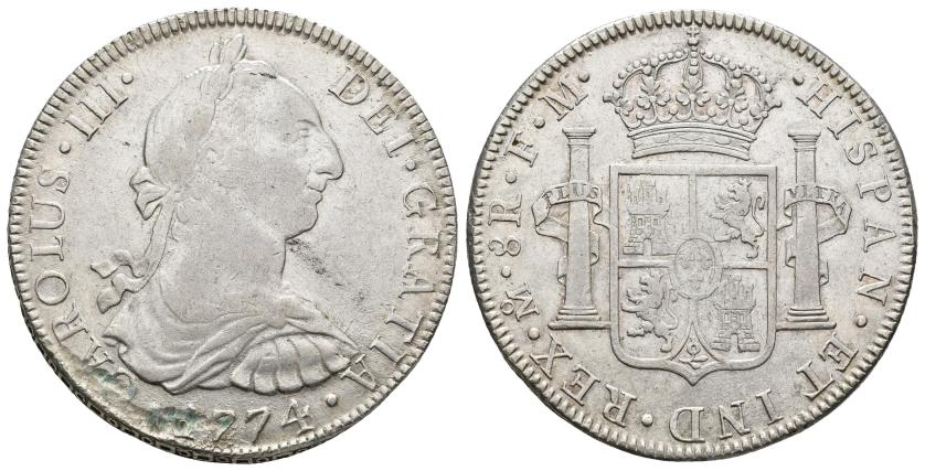 2513   -  CARLOS III. 8 reales. 1774. México. FM. AR 26,97 g. 39,9 mm. VI-935. Acuñación floja en anv. MBC.
