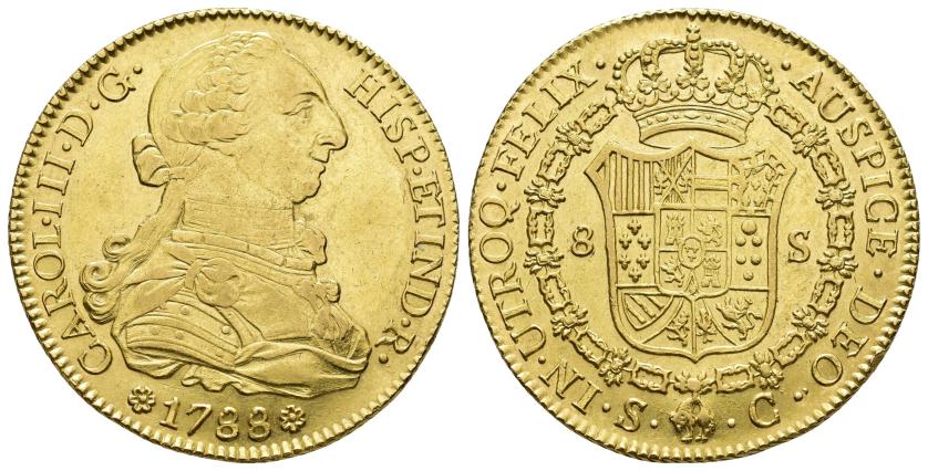 2547   -  CARLOS III. 8 escudos. 1788. Sevilla. C. AU 27,1 g. 36,7 mm. VI-1783. R.B.O. EBC-/EBC.