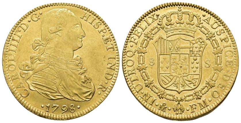 2558   -  CARLOS IV. 8 escudos. 1798. México. FM. AU 27,07 g. 37,1 mm. VI-1334. EBC-/EBC+. 