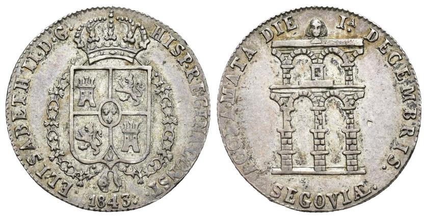 2615   -  ISABEL II. Medalla de proclamación. 1843. Segovia. AR 5,06 g. 23,4 mm. Herrera-15. Golpecito en rev. MBC+.