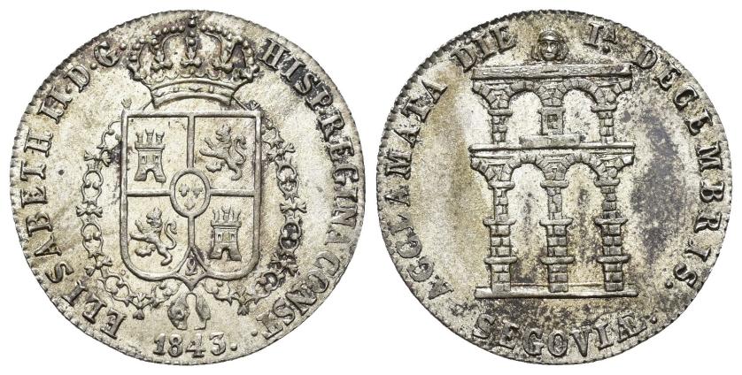 2616   -  ISABEL II. Medalla de proclamación. 1843. Segovia. Metal blanco 4,67 g. 23,6 mm. Herrera-15 (var. metal). EBC.