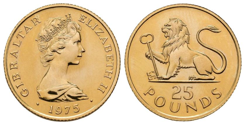 2660 - MONEDAS EXTRANJERAS. GIBRALTAR. 25 libras. 1975. AU 7,79 g. 21,8 mm. KM-7. B.O. SC.