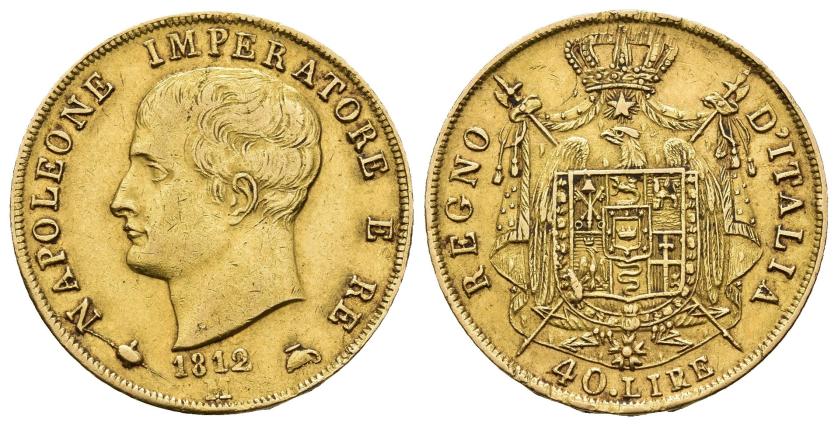 2670   -  MONEDA EXTRANJERA. ESTADOS ITALIANOS. Reino de Italia. Napoleón. 40 liras. 1812-M. AU 12,88 g. 26 mm. KM-12. MBC. 