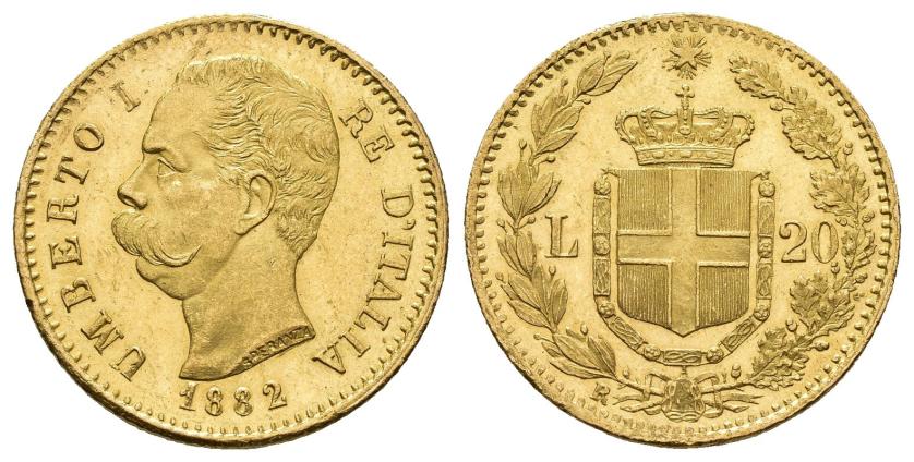 2672   -  MONEDAS EXTRANJERAS. ITALIA. Humberto I. 20 liras.1882. R. AU 6,45 g. 21,3 mm. KM-21. EBC+.