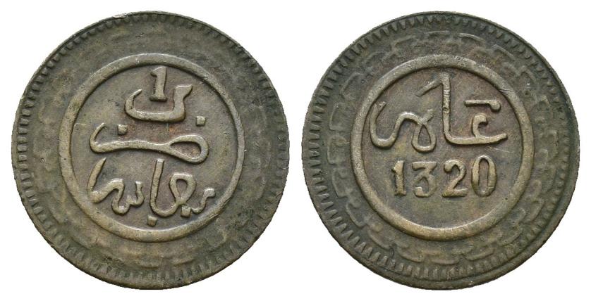 2691   -  MONEDAS EXTRANJERAS. MARRUECOS. Mazuma. 1320 H. Fez. CU 1,09 g. 16,1 mm. Y-14.2. MBC+. Muy escasa.