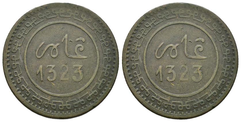 2702   -  MONEDAS EXTRANJERAS. MARRUECOS. 10 mazumas. Fez. 1323 H. CU 9,89 g. 30,3 mm. Y-17.3. BC+/MBC-.