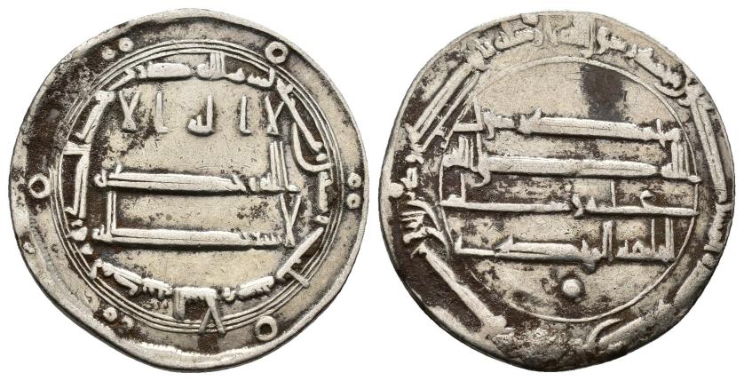 1013   -  CALIFATO ABBASÍ. MUHAMMAD AL-MAHDI (158-169/775-785). Dírham. Medina al-Salam. 163 H. AR 2,76 g. 22 mm. Nützel-889. MBC-.