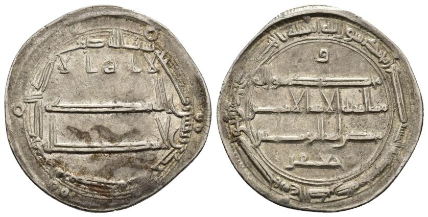 1014   -  CALIFATO ABBASÍ. MUHAMMAD AL-MAHDI (158-169/775-785). Dírham. Muhammadiya. 161 H. AR 2,83 g. 25 mm. Nützel-842. MBC.