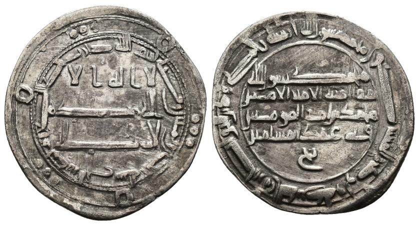 1016   -  CALIFATO ABBASÍ. ABU YA'FAR HARUN AL-RASID (170-193/786-809). Dírham. Medina Hayy. 182 H. AR 2,73 g. 24 mm. MBC.