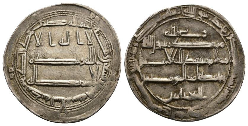 1019   -  CALIFATO ABBASÍ. MUHAMMAD AL-AMIN (193-198/809-813). Dírham. Medina al-Salam. 195 H. AR 2,88 g. 24 mm. Nützel-1288; SICA 3-1720. MBC.