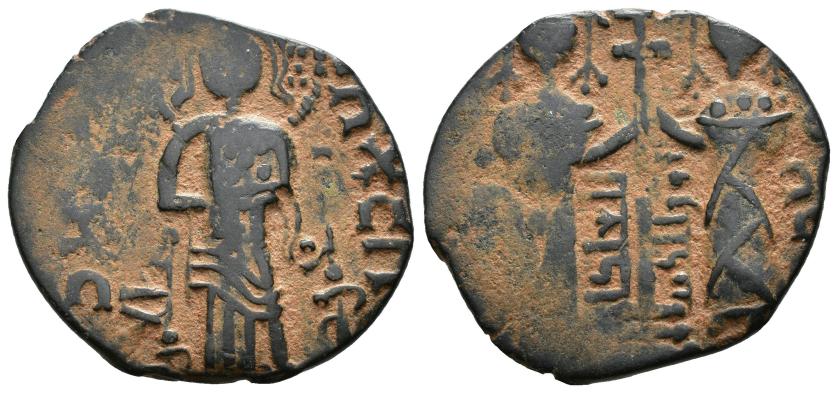 1053   -  ZANGÍES DE ALEPO. MAHMUD B. ZANGI NUR AL-DIN (541-569/1146-1174. Felús. Sin ceca. Sin fecha. CU 4,18 g. 22 mm. A-1850. BC+.