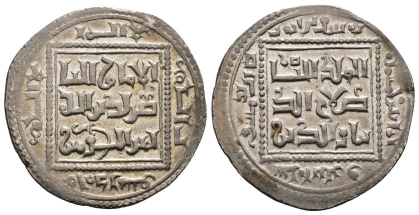 1056   -  AYYUBÍES, SULTANATO DE EGIPTO. ABU-L-MUZAFFAR SALAH AL-DIN YUSUF B. NAYM AL-DIN AYYUB B. SADI (565-590/1169-1193). Dírham. Damasco. 582 H. AR 3,02 g. 23 mm. Balog 1980-90. B.O. EBC-. Escasa.