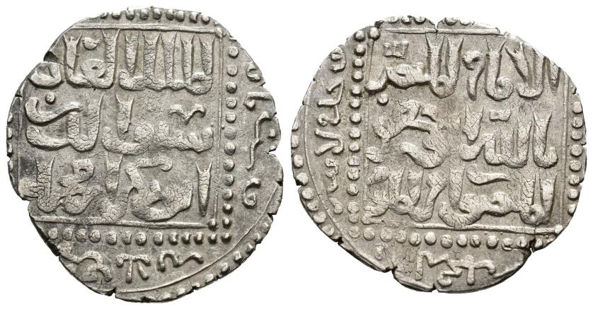 1062   -  AYYUBÍES, SULTANATO DE EGIPTO. AL-'ADIL II ABU BAKR B. NASIR AL-DIN MUHAMMAD SAYF AL-DIN AL-MALIK (636-638/1238-1240). Dírham. Damasco. 637 H. AR 2,99 g. 21 mm. Balog 1980-512. MBC+.