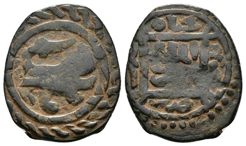 1160   -  MAMELUCOS. SHA`BAN II AL-ASHRAF NASIR AL-DIN  (764-778 /1364-1378). Felús. Hamah / حماة. Sin fecha. CU 2,75 g. 17 mm. Balog 1964-464. MBNC-.