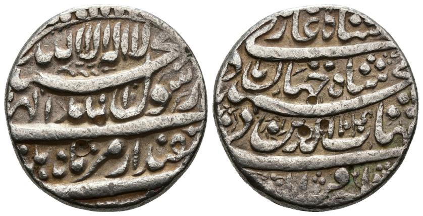 1231   -  MOGOLES. SAH YAHANI  JASRU B. JAHANGIR (1037-1068/1628-1658). Rupia. Sin ceca. 1040 H. AR 11,36 g. 23 mm.  3 punzones. MBC.