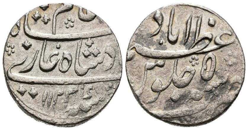 1240   -  MOGOLES. QUTB AL-DIN  SAH 'ALAM BAHADUR SAH (1119-1124/1707-1712). Rupia. Azimabad. 1122 H. AR 12,03 g. 23 mm. MBC+.