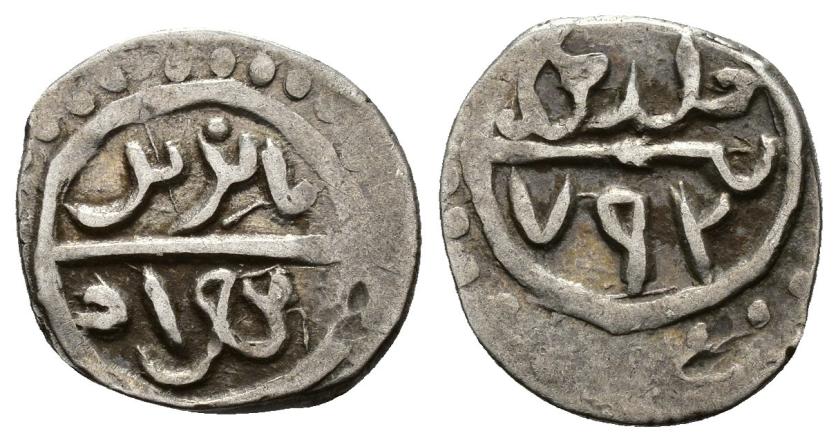 1245   -  OTOMANOS. BAYAZID I (791-805/1389-1402). Akçe . Sin ceca. 792 H. AR 1,06 g. 13 mm. Mitch-1239. MBC.