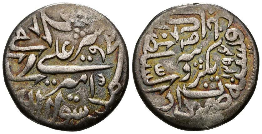 1257   -  BARAZKAIS DE AFGANISTÁN. SHIR 'ALI B. DUST MUHAMMAD (1280-1296/1863-1879). Rupia. Kabul. 1294 H. AR 9,05 g. 25 mm. A-3165.5. MBC.