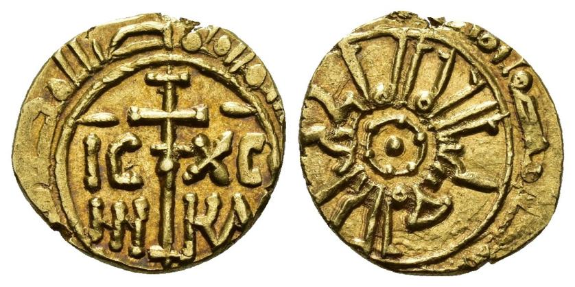 1261   -  NORMANDOS DE SICILIA. ROGER II (1130-1154). Tarí. Medina Sicilia. 535 H. AU 1,28 g. 12 mm. MEC 14.III-200. EBC-.