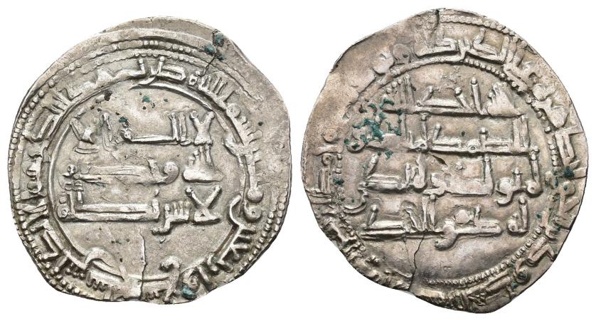 144   -  EMIRATO. MUHAMMAD I (852-886).Dírham. Al-Andalus. 249 H. AR 1,97 g. 24 mm. V-257. Fina grieta y leves oxidaciones. MBC.