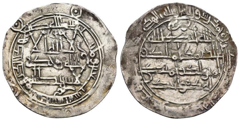 168   -  EMIRATO. MUHAMMAD I (852-886).Dírham. Al-Andalus. 270 H. AR 2,6 g. 30 mm. V-310. MBC+.