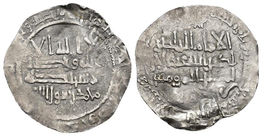 182   -  CALIFATO. ABD AL-RAHMAN III (912-961). Dírham. Al-Andalus. 319 H. AR 1,79 g. 25 mm. V-360. MBC-. Escasa.