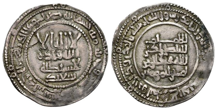 191   -  CALIFATO. ABD AL-RAHMAN III (912-961). Dírham. Al-Andalus. 323 H. AR 2,4 g. 25 mm. V-384. MBC.
