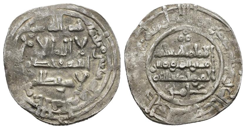 265   -  CALIFATO. HISAM II (977-1008). Dírham. Al-Andalus. 370 H. AR 3,35 g. 22 mm. V-505. MBC.