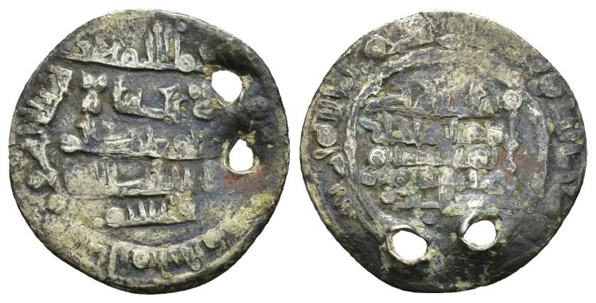 370   -  CALIFATO. YAHYÀ AL-MU'TALI. 2º reinado. (413-427/1021-1035). Dírham. Medina Ceuta. 418 H. AR 1,68 g. 21 mm. V-766; PV-84a. Dos perforaciones. BC/BC+. Muy escasa.