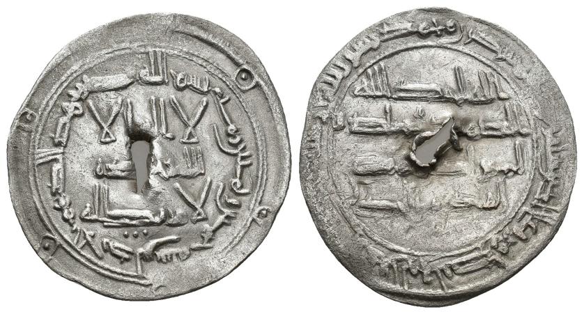 68   -  EMIRATO. AL-HAKAM I (796-821).Dírham. Al-Andalus. 185 H. AR 2,47 g. 26 mm. V-83. Perforación central. MBC. 