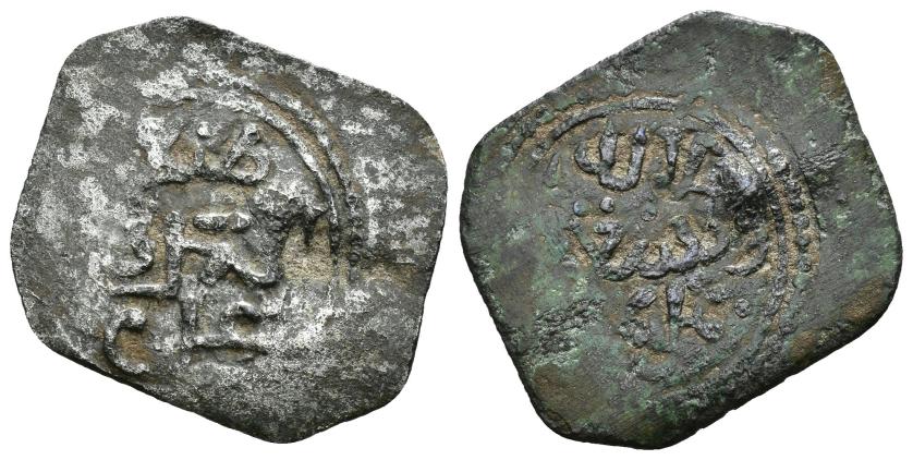 811   -  NAZARÍES. MUHAMMAD XII  (2º reinado) (891-897/1486-1492). Felús. Almería. 893 H. CU 1,28 g. 22 mm. V-2231; Ho-792. BC+.