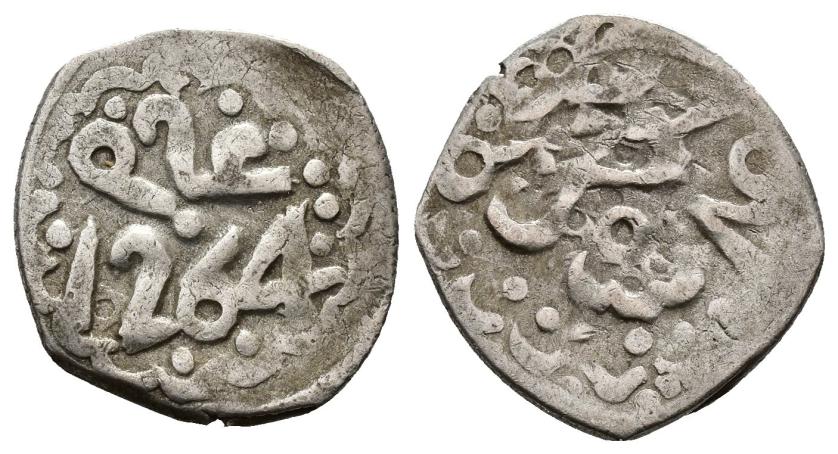 926   -  ALAUÍES. ABD AL-RAHMAN B. HISAM (1238-1276/1822-1859). Muzuna. Hadrat Fas. 1264 H. AR 1,38 g. 15 mm. Eustache 1984-847. MBC-.