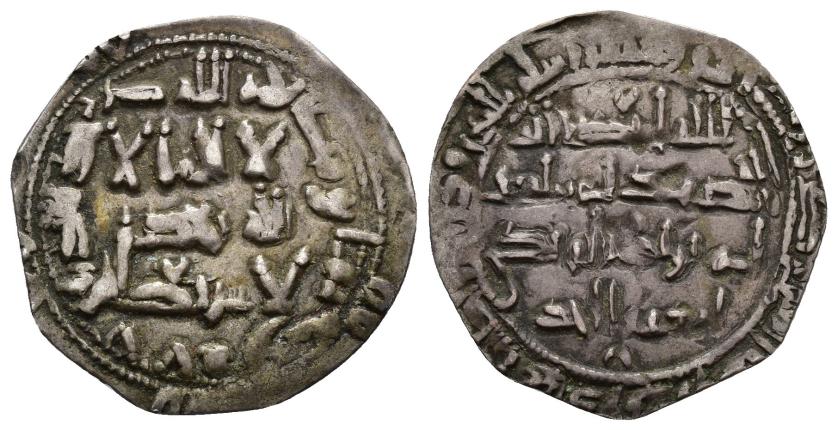 93   -  EMIRATO. ABD AL-RAHMAN II (821-852). Dírham. Al-Andalus. 208 H. AR 2,08 g. 24 mm. V-124. MBC.